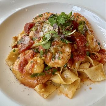Cafe La Haye - Delish shrimp pappardelle pasta - New American Near Me - Sonoma, California