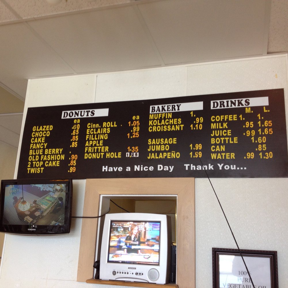 Yun Donut - a menu on the wall - Donuts Near Me