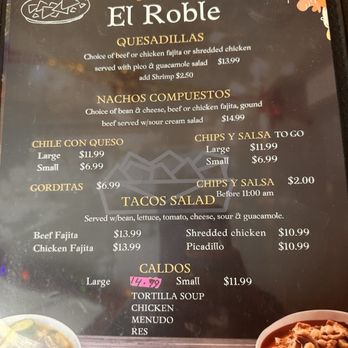 El Roble - Menu - Tex-Mex Near Me - Kyle, Texas