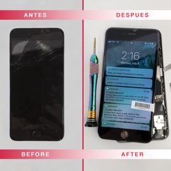 One-Tech Repair Center - Issue: Broken Screen. Customer ran over the phone with his bike. We replaced his screen & battery so his phone WORKS and LOOKS just as NEW!