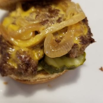 Famous Hamburger - Canton Ford Rd - A closer look inside the mini cheese burger. - Burgers Near Me - Canton, Michigan Famous Hamburger - Canton Ford Rd - A closer look inside the mini cheese burger. - Burgers Near Me - Canton, Michigan