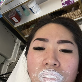 IDO Microblading Salon - Prepping for lip blushing with numbing cream & freshly touched up brows - Permanent Makeup Near Me - New York, New York IDO Microblading Salon - Prepping for lip blushing with numbing cream & freshly touched up brows - Permanent Makeup Near Me - New York, New York
