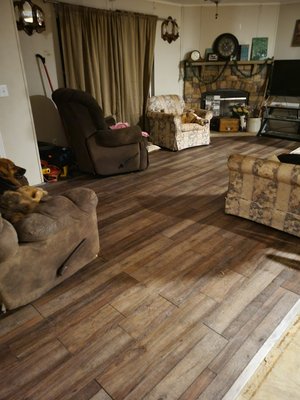 cabin floor Install - this floor installation was completed in a little over two days. the old flooring was torn and dirty from cats and dogs cabin floor Install - this floor installation was completed in a little over two days. the old flooring was torn and dirty from cats and dogs