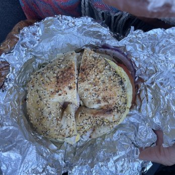Dosie Dough - Turkey, egg and cheese on everything bagel with tomato and onion - Bakeries Near Me - Reading, Pennsylvania