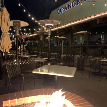 Orange Hill Restaurant & Events - Outdoor patio area w bistro lights 1.26.23 - Steakhouses Near Me - Orange, California