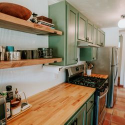 Hunter Tile & Construction - New tile, floating shelves, butcher block tops and cabinet doors and drawers