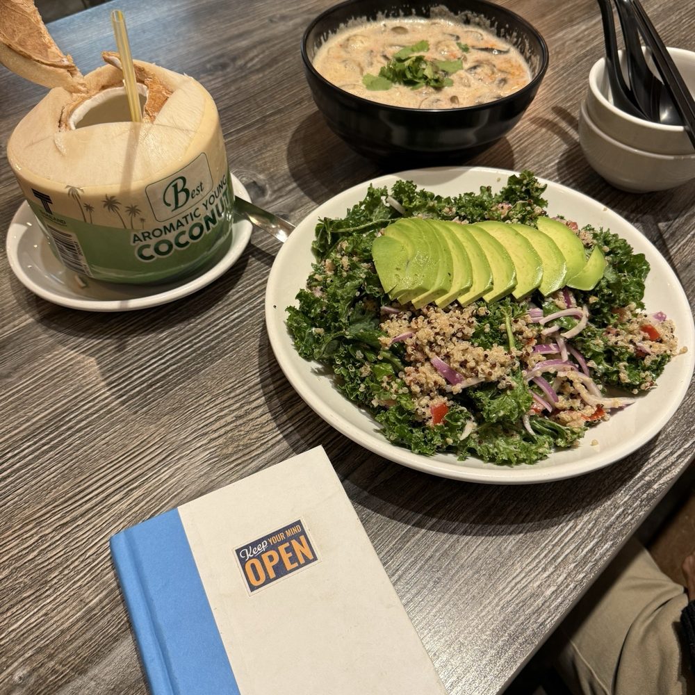 Kale Salad + Tom Kah Soup + coconut fresh