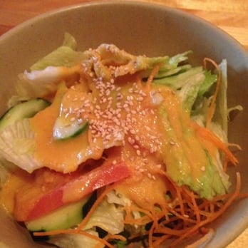 Sakura Restaurant - Salad - huge!! w/ Ginger dressing (a little on the sweet side) - Japanese Near Me - Providence, Rhode Island Sakura Restaurant - Salad - huge!! w/ Ginger dressing (a little on the sweet side) - Japanese Near Me - Providence, Rhode Island