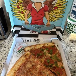 Cheese slice and pepperoni and green chile slice.
