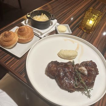 Fahrenheit 555 Steakhouse - NY Strip, Mashed Potatoes, Macaroni and Cheeese, Croissants - Steakhouses Near Me - Miami, Florida Fahrenheit 555 Steakhouse - NY Strip, Mashed Potatoes, Macaroni and Cheeese, Croissants - Steakhouses Near Me - Miami, Florida