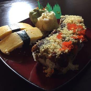 Wasabi Sushi & Thai - Jax roll with crunch and tobiko added on top + tamago nigiri - Japanese Near Me - Columbus, Georgia Wasabi Sushi & Thai - Jax roll with crunch and tobiko added on top + tamago nigiri - Japanese Near Me - Columbus, Georgia