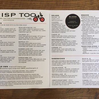 Crisp Too - Menu! - Pizza Near Me - Osterville, Massachusetts