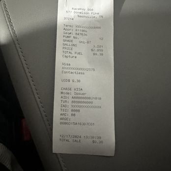 Hertz Rent a Car - Receipt showing gas fill up at closest station to the rental car return. - Car Rental Near Me - Nashville, Tennessee Hertz Rent a Car - Receipt showing gas fill up at closest station to the rental car return. - Car Rental Near Me - Nashville, Tennessee