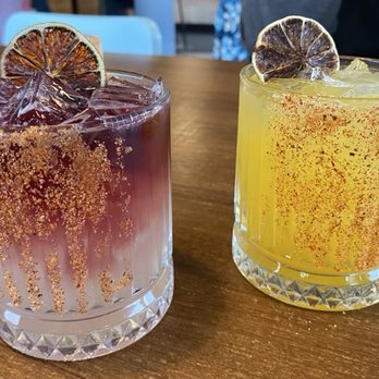 La Cara - Devil's Margarita (CAD$13) and Classic Peach Margarita (CAD$12.50). June, 2025. - Mexican Near Me - Whitehorse, Yukon La Cara - Devil's Margarita (CAD$13) and Classic Peach Margarita (CAD$12.50). June, 2025. - Mexican Near Me - Whitehorse, Yukon