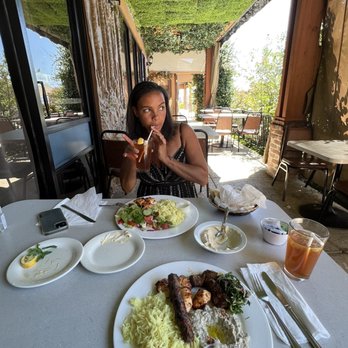 LE Chef Mediterranean - Mixed grill with baba ghanoush and iced tea. Yum - Mediterranean Near Me - Upland, California