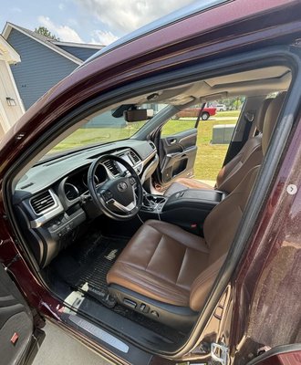 Interior/Exterior Detail on a Toyota Highlander - Interior and Exterior detail on a maroon Toyota Highlander