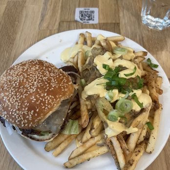 Fox Burger - American Cheeseburger (no American cheese) and Animal Fries - Burgers Near Me - Edmonton, Alberta Fox Burger - American Cheeseburger (no American cheese) and Animal Fries - Burgers Near Me - Edmonton, Alberta