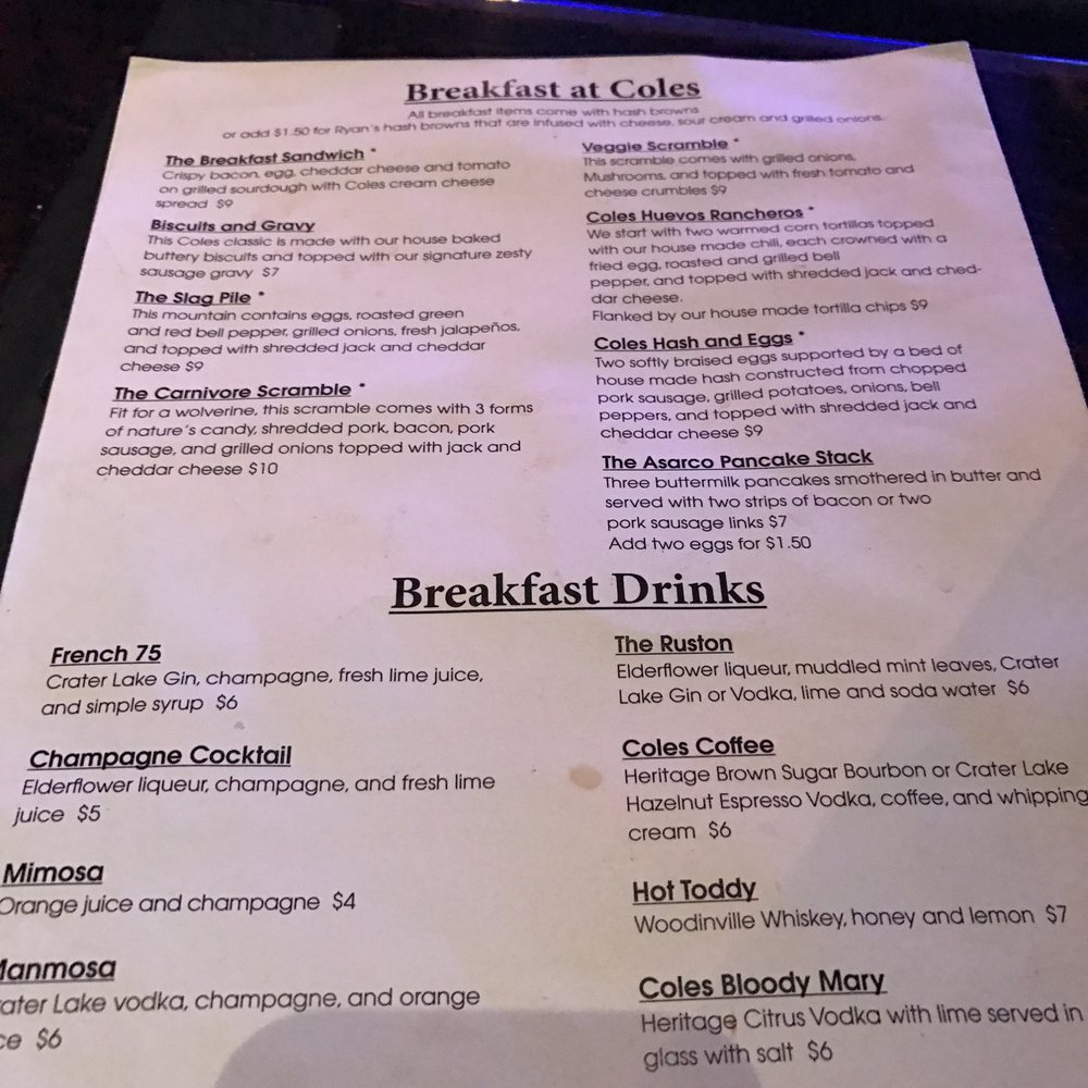 Coles Bar & Grill - Breakfast - American Near Me - Ruston, Washington Coles Bar & Grill - Breakfast - American Near Me - Ruston, Washington