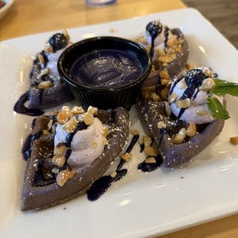 YogurStory - Ube waffles with macadamia nut - Pancakes Near Me - Honolulu, Hawaii YogurStory - Ube waffles with macadamia nut - Pancakes Near Me - Honolulu, Hawaii