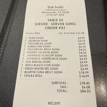 DAI Sushi - Great value for nigiri (especially the yellowtail belly) - Japanese Near Me - Westminster, California DAI Sushi - Great value for nigiri (especially the yellowtail belly) - Japanese Near Me - Westminster, California