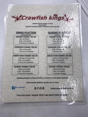 Menu photo 3 Crawfish Kings Crosby, TX