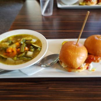 The 9 Iron Grill - This is the daily special Chicken Sliders with soup for $14.00. - American Near Me