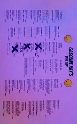 Menu photo 2 Gasoline Ray's Dive Bar El Paso, TX
