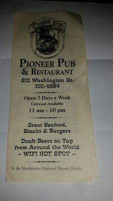 Menu photo 2 Pioneer Pub Natchitoches, LA