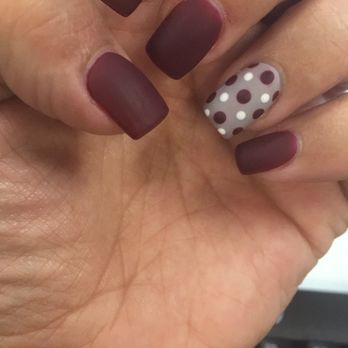 Vivid Nail Salon - Matte finish with poke-a-dots - Nail Technicians Near Me - Roseville, California