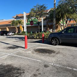 a parking lot with cars parked in it