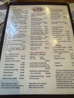 Menu photo 1 Union Oyster House Boston, MA Menu photo 1 Union Oyster House Boston, MA