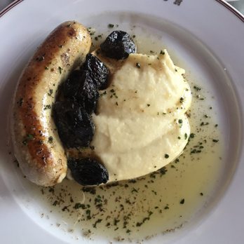 Bouchon - Housemade Sausage, potato purée and roasted plums... ftw, wtf - it was luscious - French Near Me - Yountville, California Bouchon - Housemade Sausage, potato purée and roasted plums... ftw, wtf - it was luscious - French Near Me - Yountville, California