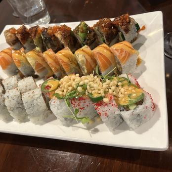Rocky Yama Sushi - Dragon Roll (8PCS) Orenji Roll (8PCS) Salmon Avocado Roll and Firecracker Roll - Japanese Near Me - Denver, Colorado Rocky Yama Sushi - Dragon Roll (8PCS) Orenji Roll (8PCS) Salmon Avocado Roll and Firecracker Roll - Japanese Near Me - Denver, Colorado