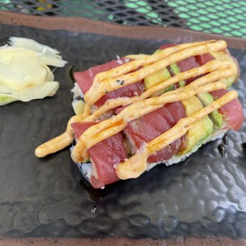 Takosushi - VOLCANO ROLL Spicy tuna-cucumber-fresh tuna-avocado, takosushi sauce with teriyaki glaze - Japanese Near Me - Augusta, Georgia Takosushi - VOLCANO ROLL Spicy tuna-cucumber-fresh tuna-avocado, takosushi sauce with teriyaki glaze - Japanese Near Me - Augusta, Georgia