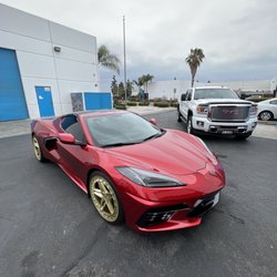 Precise Protection Films - This c8 corvette had the hood and mirrors wrapped in matte paint protection film (clear bra)