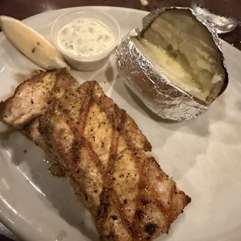 Dunston's Prime Steak House - Fresh Grilled Salmon and potatoe - Steakhouses Near Me - Dallas, Texas