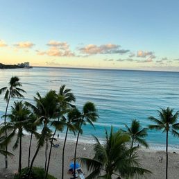 View from beachfront balcony, Outrigger Waikiki Beach Resort