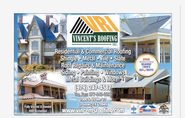 Vincent's Roofing Logo