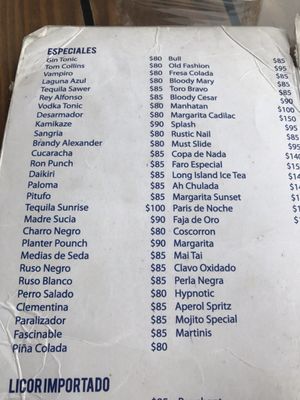 Menu photo 5 El Faro Bar Puerto Vallarta, JAL