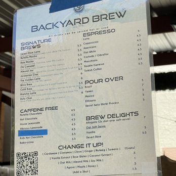 Backyard Brew - menu - Coffee & Tea Near Me - Palo Alto, California