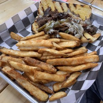 Dad’s Backyard Grill - Philly Cheesesteak with Pepperjack Cheese & fries - Burgers Near Me - Prescott Valley, Arizona Dad’s Backyard Grill - Philly Cheesesteak with Pepperjack Cheese & fries - Burgers Near Me - Prescott Valley, Arizona