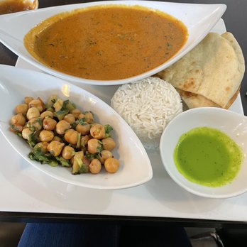 Cilantro Indian Cafe - Butter chicken was so creamy and the garbanzo bean salad really chilled out the spices with its sweetness. - Indian Near Me - Cary, North Carolina