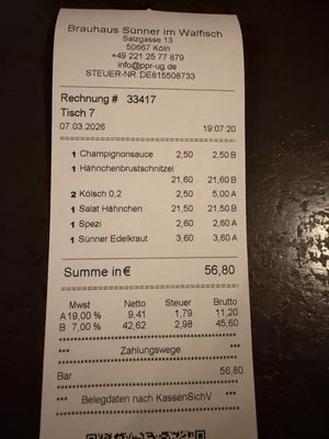Menu photo 1 Der Walfisch Cologne, NW