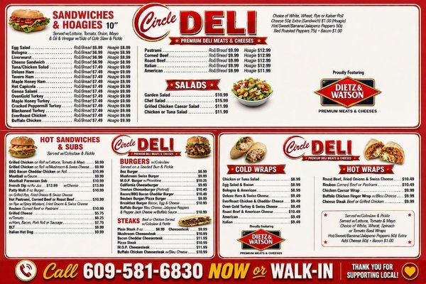 Menu photo 1 Circle Deli Hamilton, NJ Menu photo 1 Circle Deli Hamilton, NJ