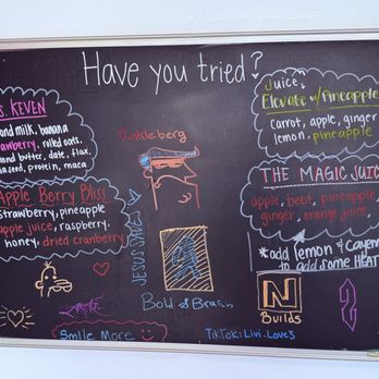 The Juice Parlor - Chalkboard Menu. - Vegan Near Me - North Hollywood, California