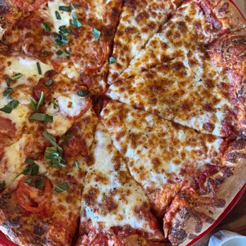 Pizza Port - Imperial Beach - Half Margherita pizza and half cheese pizza for the kids. - Pizza Near Me - Imperial Beach, California Pizza Port - Imperial Beach - Half Margherita pizza and half cheese pizza for the kids. - Pizza Near Me - Imperial Beach, California