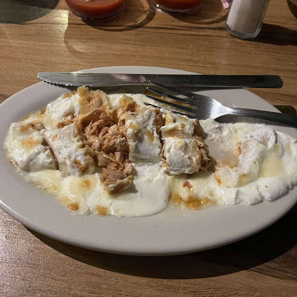 Sour cream, chicken enchilada