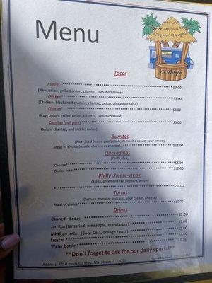 Menu photo 5 Takeria la palapa Marathon, FL