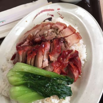Hong Kong BBQ - Two meat combination with rice and Chinese bok Choy and soup - Chinese Near Me - Chamblee, Georgia Hong Kong BBQ - Two meat combination with rice and Chinese bok Choy and soup - Chinese Near Me - Chamblee, Georgia
