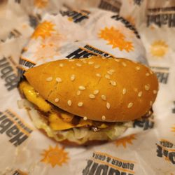 Habit Burger & Grill - Char Burger with Cheese, wrapped so you can easily hold it while eating